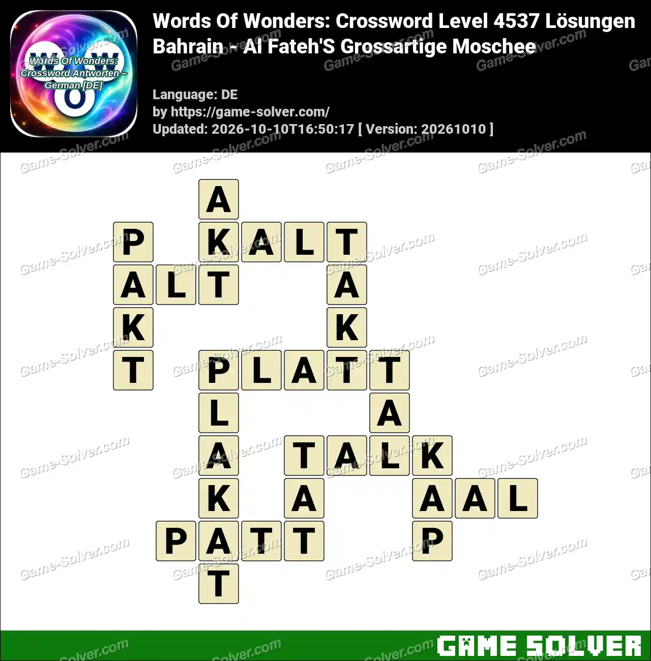 Words Of Wonders: Crossword Level 4537 Lösungen – Bahrain – Al Fateh’S Grossartige Moschee